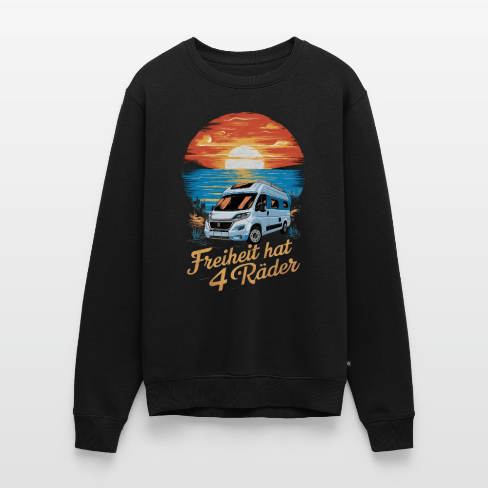 Freiheit hat 4 Räder - Herren Camping Sweatshirt - Vanlife - Schwarz