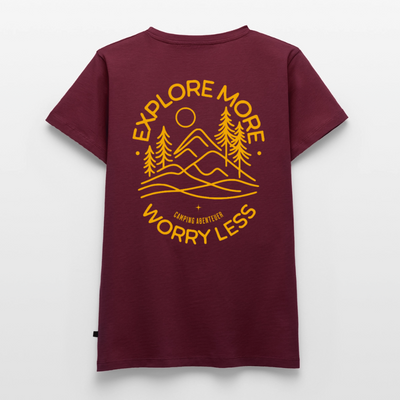 Explore More - Damen Camping T-Shirt - Burgunderrot