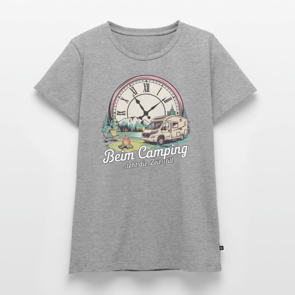 Zeit steht still - Damen Camping T-Shirt - Wohnmobil - Grau meliert