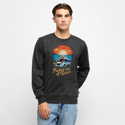 Freiheit hat 4 Räder - Herren Camping Sweatshirt - Vanlife - Anthrazit meliert