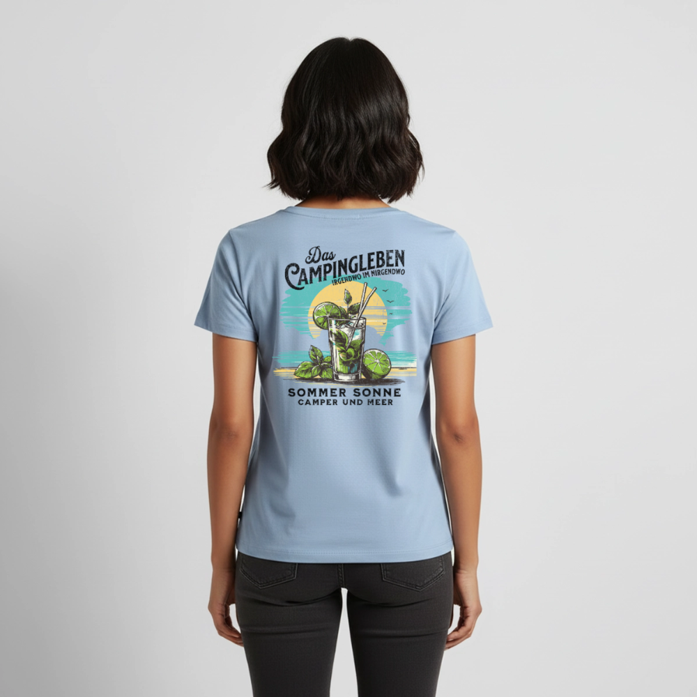 Das Campingleben - Damen Camping T-Shirt - Hellblau