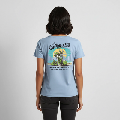 Das Campingleben - Damen Camping T-Shirt - Hellblau