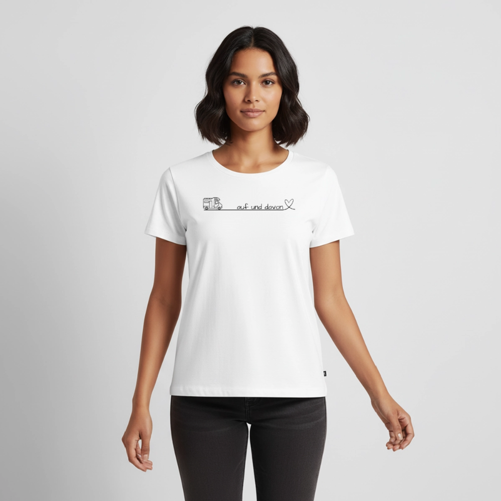 Auf und Davon - Damen Camping T-Shirt - Wohnmobil - Weiß