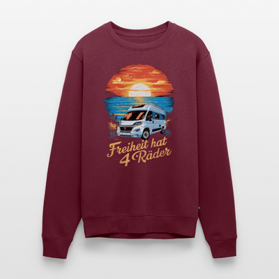 Freiheit hat 4 Räder - Herren Camping Sweatshirt - Vanlife - Burgunderrot