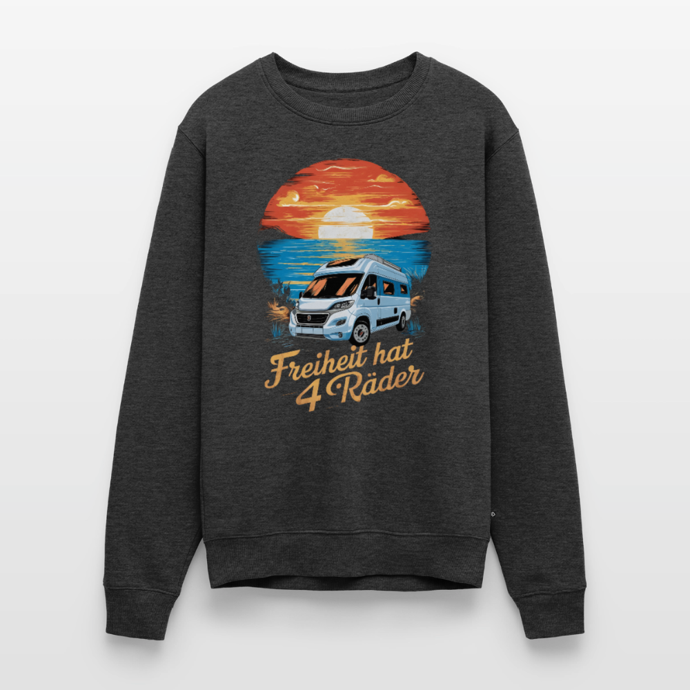Freiheit hat 4 Räder - Herren Camping Sweatshirt - Vanlife - Anthrazit meliert