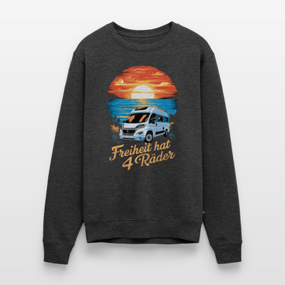 Freiheit hat 4 Räder - Herren Camping Sweatshirt - Vanlife - Anthrazit meliert