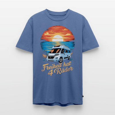Freiheit hat 4 Räder - Herren Camping T-Shirt - Vanlife - Taubenblau