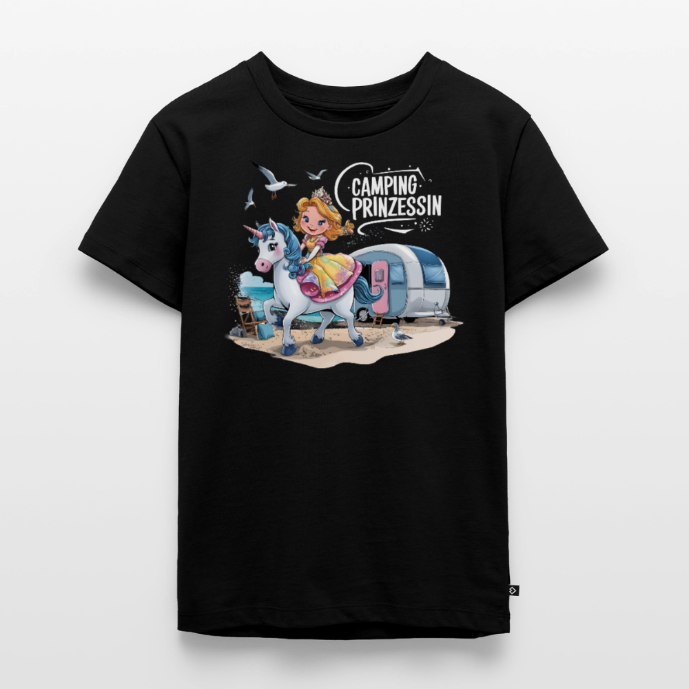 Camping Prinzessin - Kinder Camping T-Shirt - Schwarz