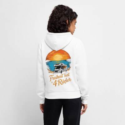 SS - Freiheit hat 4 Räder - Damen Camping Hoodie - Wohnmobil - Weiß