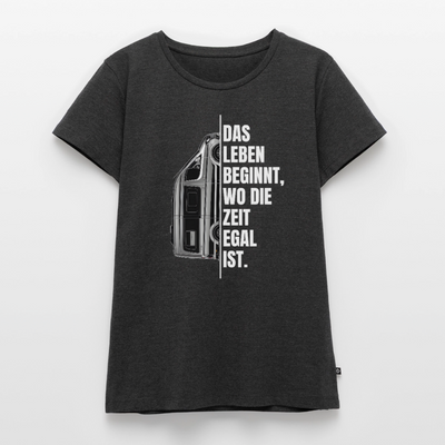 Camping ist Zeitlos - Damen Camping T-Shirt - Vanlife - Anthrazit meliert