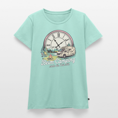 Zeit steht still - Damen Camping T-Shirt - Wohnmobil - Mint 