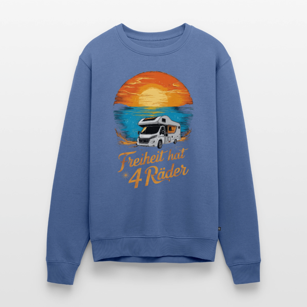 Freiheit hat 4 Räder - Herren Camping Sweatshirt - Wohnmobil - Taubenblau