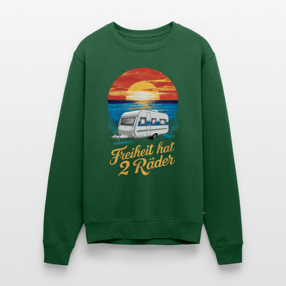 Freiheit hat 2 Räder - Herren Camping Sweatshirt - Wohnwagen - Flaschengrün