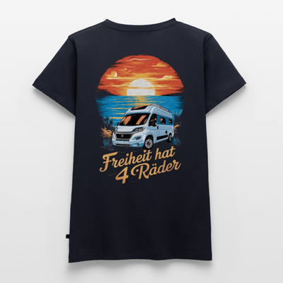 Freiheit hat 4 Räder - Damen Camping T-Shirt - Van - Navy