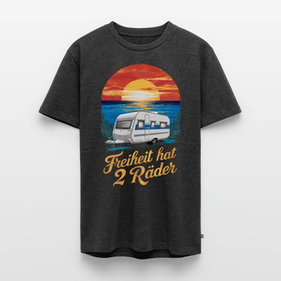 Freiheit hat 2 Räder - Herren Camping T-Shirt - Wohnwagen - Anthrazit meliert