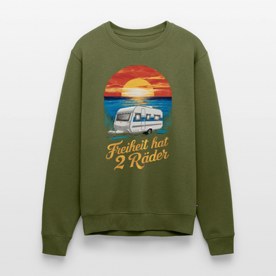 Freiheit hat 2 Räder - Herren Camping Sweatshirt - Wohnwagen - Khaki