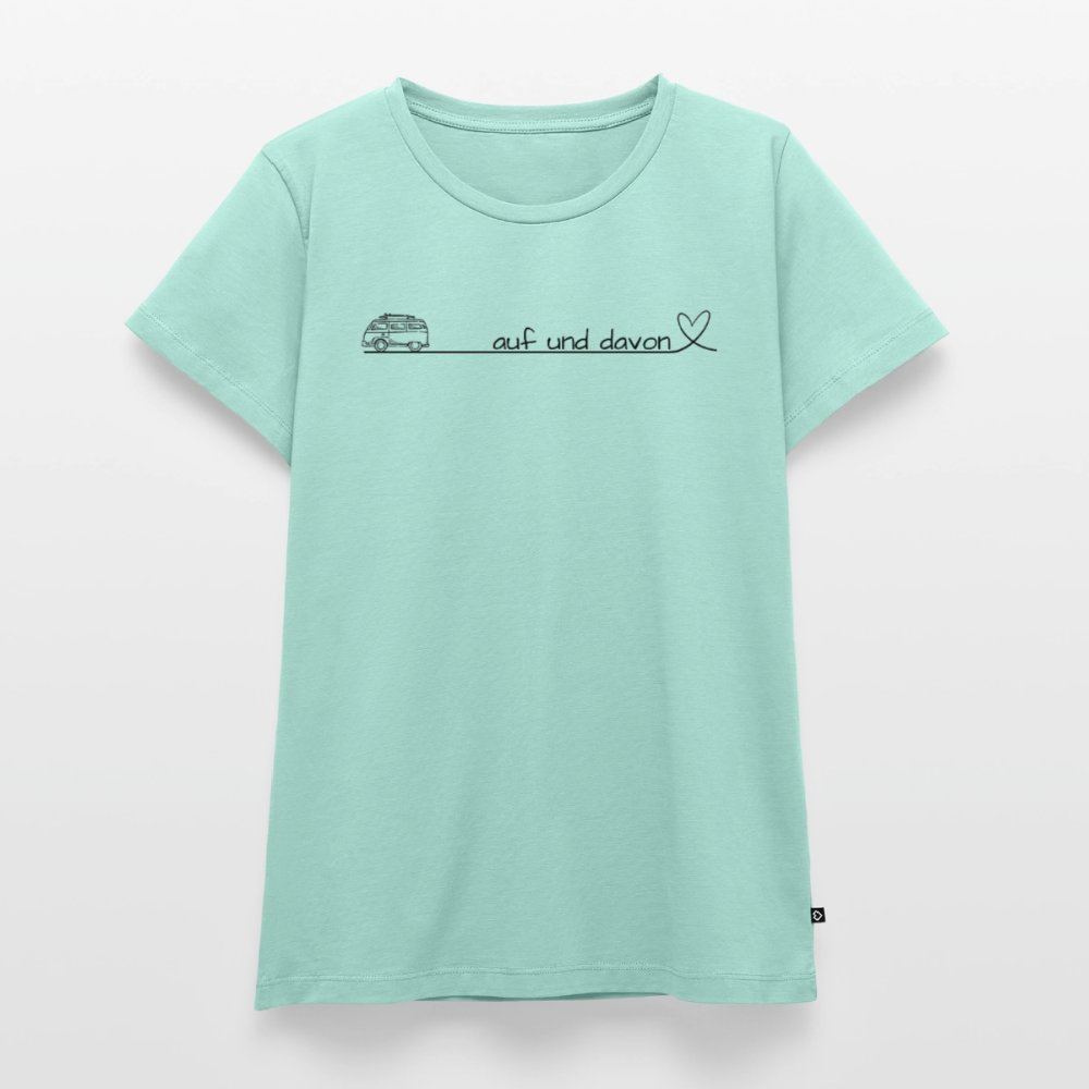 Auf und Davon - Damen Camping T-Shirt - Bulli - Mint 