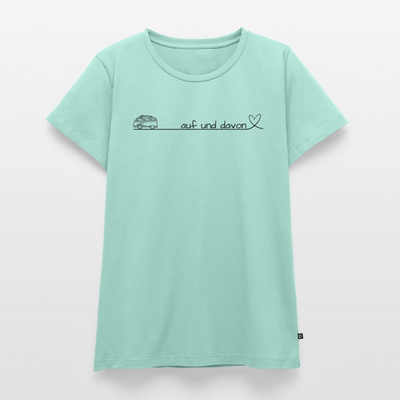 Auf und Davon - Damen Camping T-Shirt - Bulli - Mint 