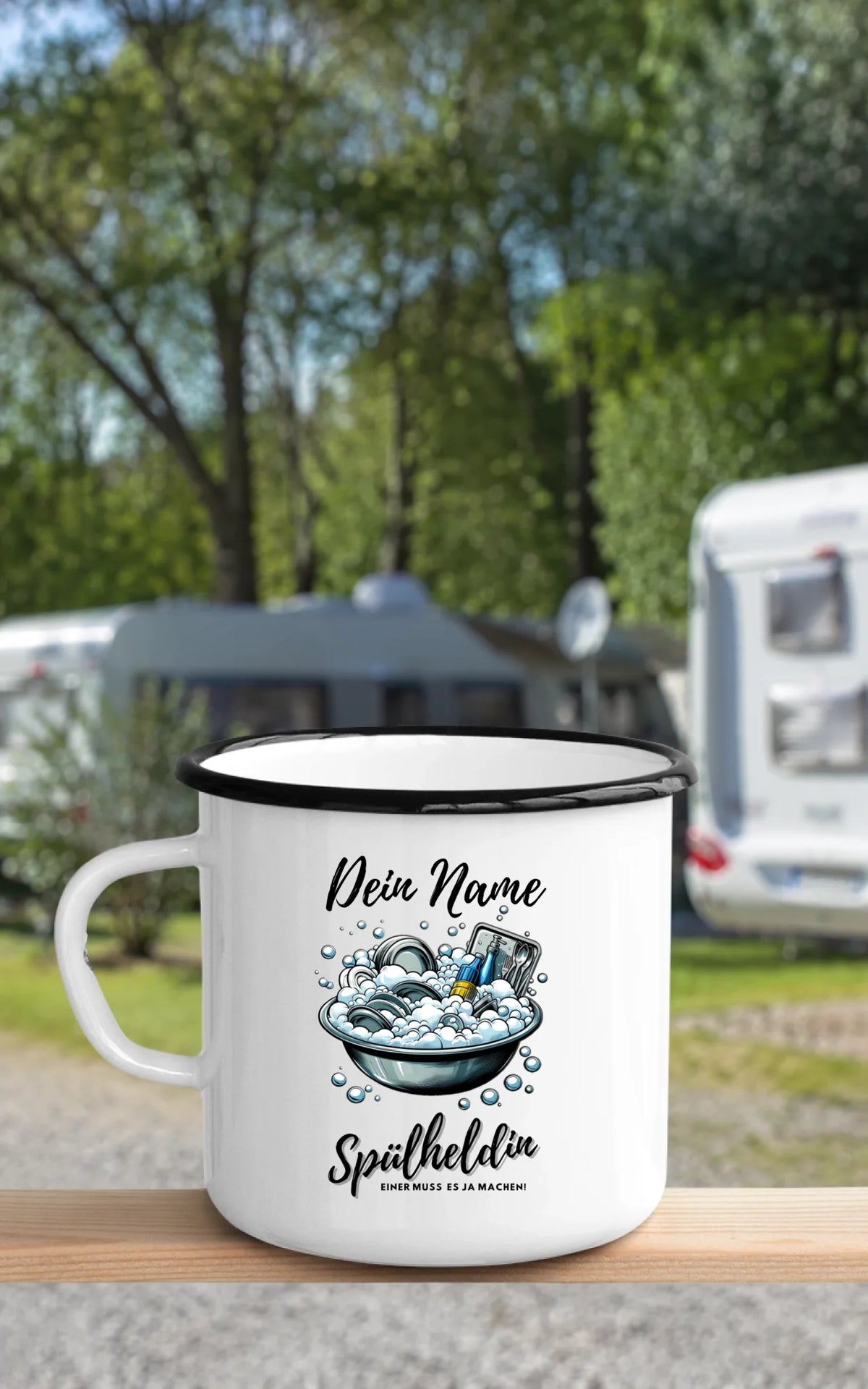 Enamel Mockup Campingplatz