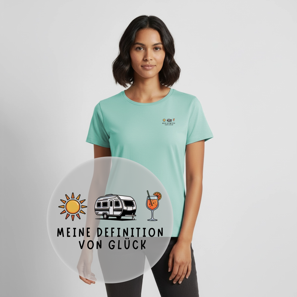 Definition von Glück Camping T-Shirt Damen mit Wohnwagen-Motiv – Geschenk für Camperinnen – LazyDonkeyDesign