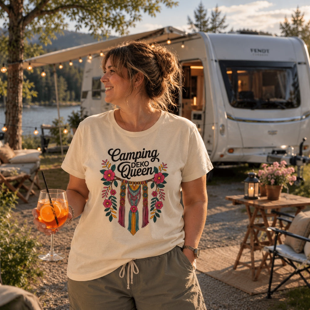 Camping Deko Queen - Damen Camping T-Shirt