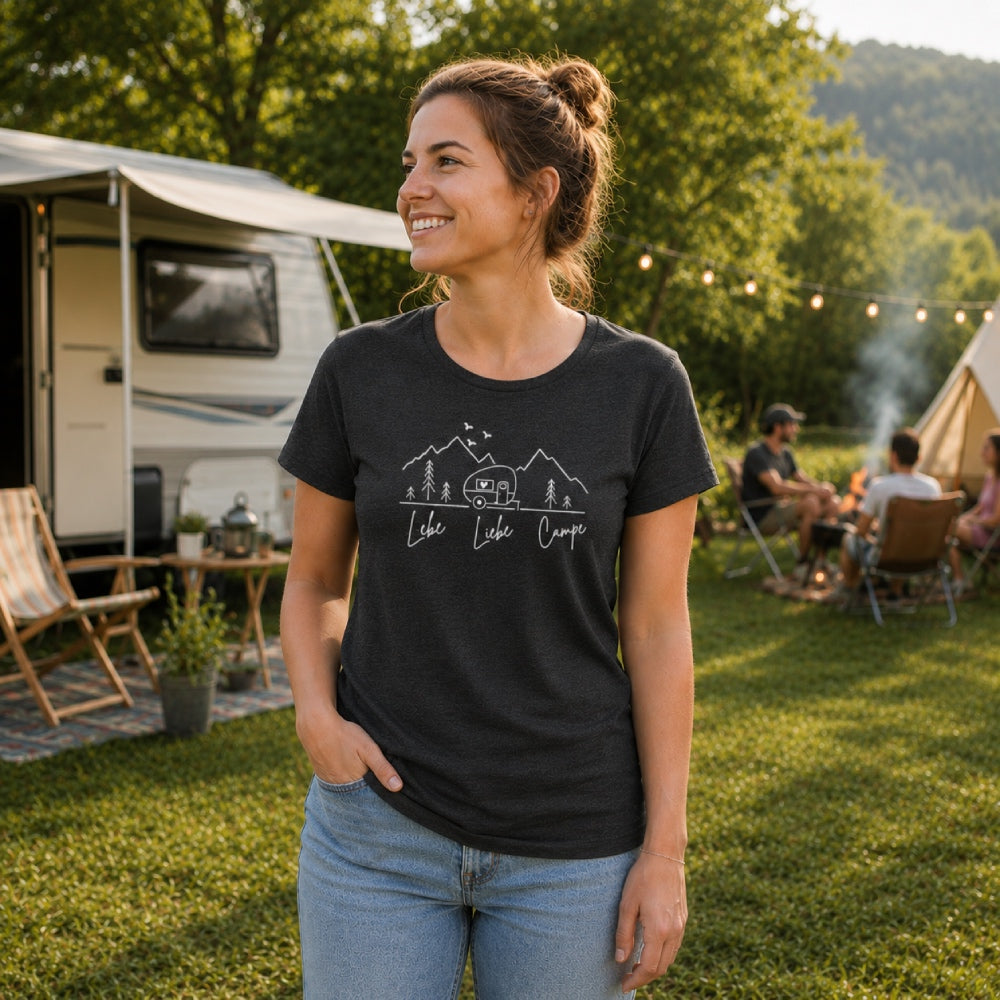 Lebe Liebe Campe - Damen Camping T-Shirt